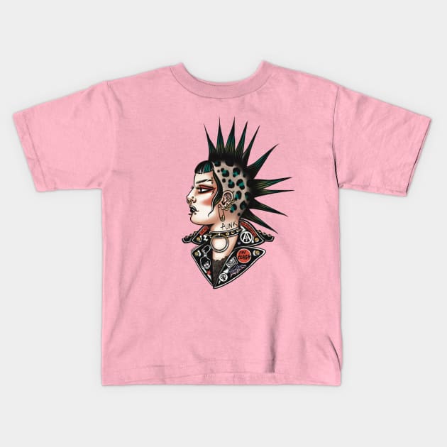 Punk Rock Girl Kids T-Shirt by ohjessica-o